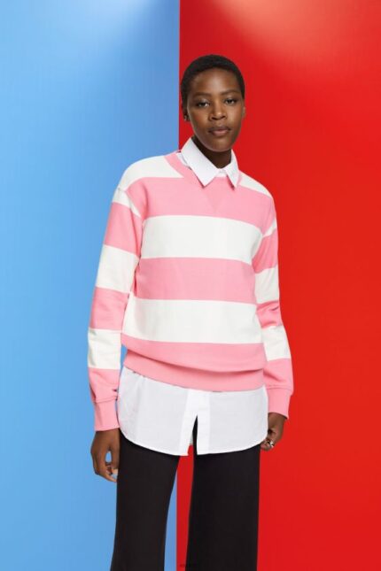 Women Esprit Pink Striped sweatshirt Sweatshirts & Hoodies XF4444402