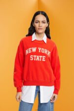 Women Esprit Red Teddy borg sweater collegiate sweatshirt Sweatshirts & Hoodies XF4444323