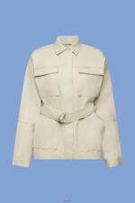 Women Esprit Sand Belted twill jacket Jackets XF4444292 - Image 5