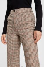 Women Esprit Sand Checked pants Trousers & Pants XF4444529 - Image 3
