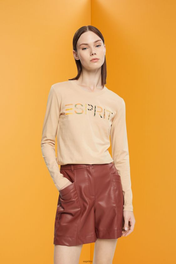 Women Esprit Sand Long-sleeved t-shirt with logo T-Shirts XF4444461 - Image 1