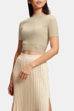 Women Esprit Sand Pleated top Sweaters XF4444376