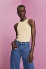 Women Esprit Sand Ribbed tank top Tank XF4444282