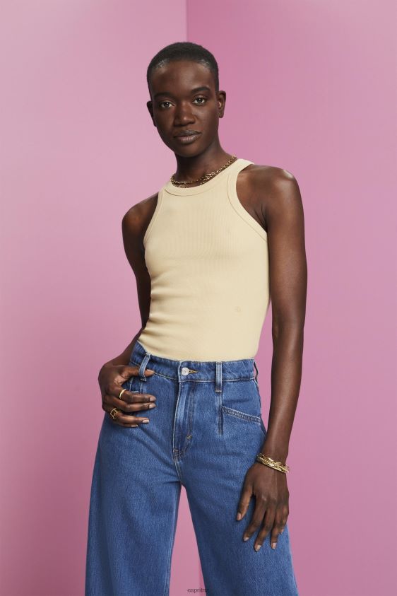 women_esprit_sand_ribbed_tank_top_tank_xf4444282.jpg Women Esprit Sand Ribbed tank top Tank XF4444282 - Image 1