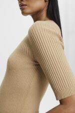 Women Esprit Sand Short-sleeved ribbed sweater Sweaters XF4444318 - Image 3