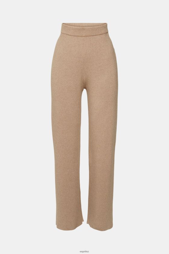 Women Esprit Taupe High-rise rib knit trousers Trousers & Pants XF4444467 - Image 5