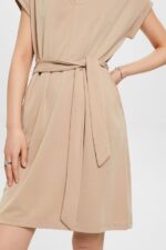 Women Esprit Taupe V-necked midi dress Dresses XF444474 - Image 3
