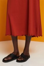 Women Esprit Terracotta Jersey midi skirt, sustainable cotton Skirts XF444444 - Image 3