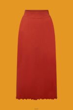 Women Esprit Terracotta Jersey midi skirt, sustainable cotton Skirts XF444444 - Image 5