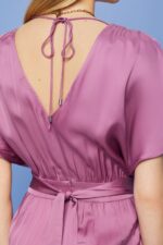 Women Esprit Violet Satin jumpsuit with a tie belt, LENZING ECOVERO Suit XF4444135 - Image 3