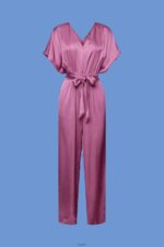 Women Esprit Violet Satin jumpsuit with a tie belt, LENZING ECOVERO Suit XF4444135 - Image 5