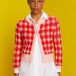 Women Esprit White Argyle Cardigan Sweaters XF444486
