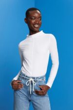 Women Esprit White Boat neck long sleeve top Long Sleeve XF4444369