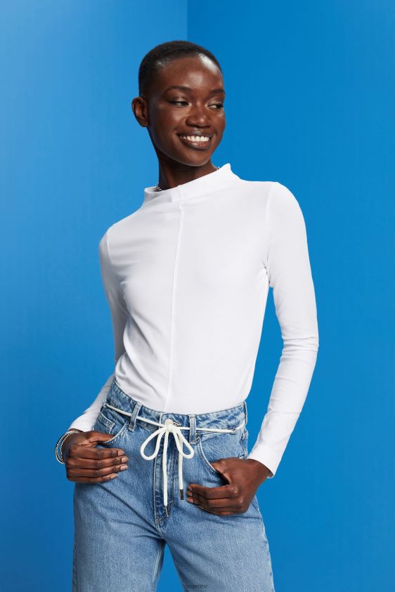 Women Esprit White Boat neck long sleeve top Long Sleeve XF4444369 - Image 1
