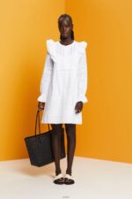Women Esprit White Cotton Lace Knee-Length Dress Dresses XF4444111 - Image 2