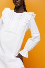 Women Esprit White Cotton Lace Knee-Length Dress Dresses XF4444111 - Image 3