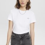 Women Esprit White Cotton T-shirt with embroidered logo T-Shirts XF4444147