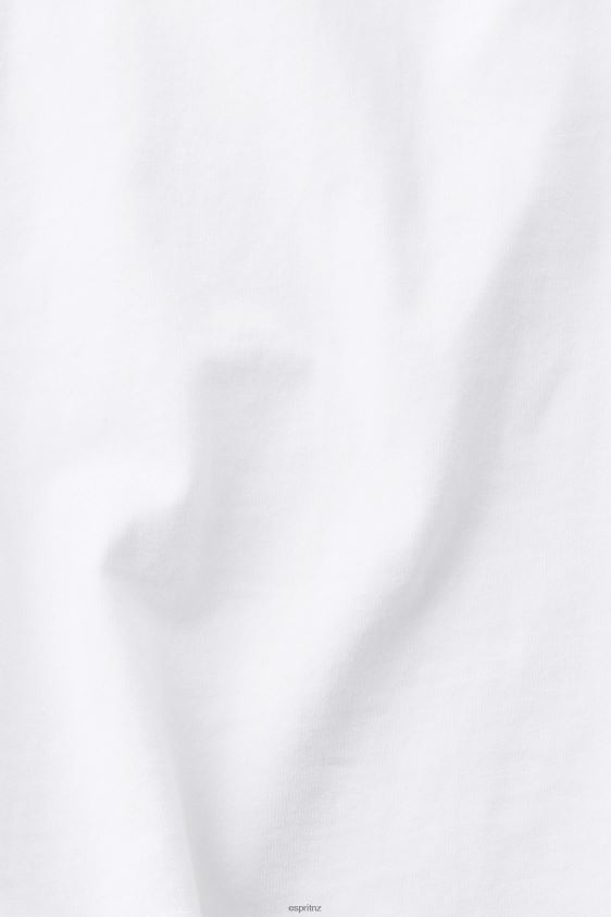 Women Esprit White Cotton T-shirt with embroidered logo T-Shirts XF4444147 - Image 4