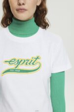 Women Esprit White Cotton T-shirt with printed logo T-Shirts XF4444142 - Image 3