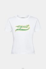 Women Esprit White Cotton T-shirt with printed logo T-Shirts XF4444142 - Image 5