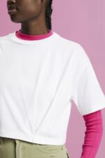 Women Esprit White Cropped crewneck T-shirt T-Shirts XF4444194 - Image 3