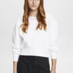 Women Esprit White Cropped sweatshirt Sweatshirts & Hoodies XF4444153