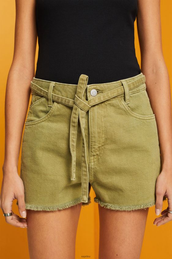 Women Esprit White High Rise Tie Waist Denim Shorts Shorts XF444457 - Image 3
