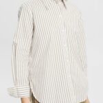 Women Esprit White Long striped woven blouse Blouses XF4444397