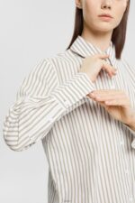 Women Esprit White Long striped woven blouse Blouses XF4444397 - Image 3