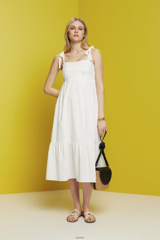 Women Esprit White Midi dress with embroidery, LENZING ECOVERO Dresses XF4444205 - Image 2