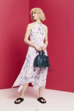Women Esprit White Pleated Chiffon Midi Dress Dresses XF444494 - Image 2