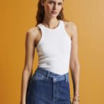 Women Esprit White Ribbed tank top Tank XF4444281