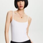 Women Esprit White Spaghetti Strap Tank Top Tank XF444436