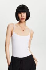 Women Esprit White Spaghetti Strap Tank Top Tank XF444436
