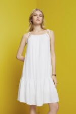 Women Esprit White Strappy dress with smock, TENCEL Dresses XF4444203