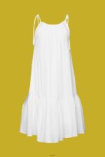 Women Esprit White Strappy dress with smock, TENCEL Dresses XF4444203 - Image 5