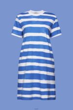 Women Esprit White Striped T-Shirt Dress Dresses XF4444182 - Image 5