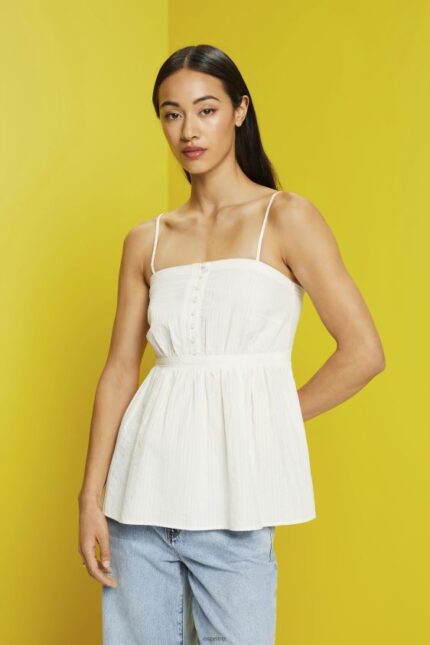 Women Esprit White Textured cami top Top XF4444224