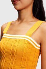 Women Esprit Yellow Dolphin logo cable sweater camisole Sweaters XF4444411 - Image 2