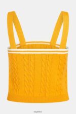 Women Esprit Yellow Dolphin logo cable sweater camisole Sweaters XF4444411 - Image 5